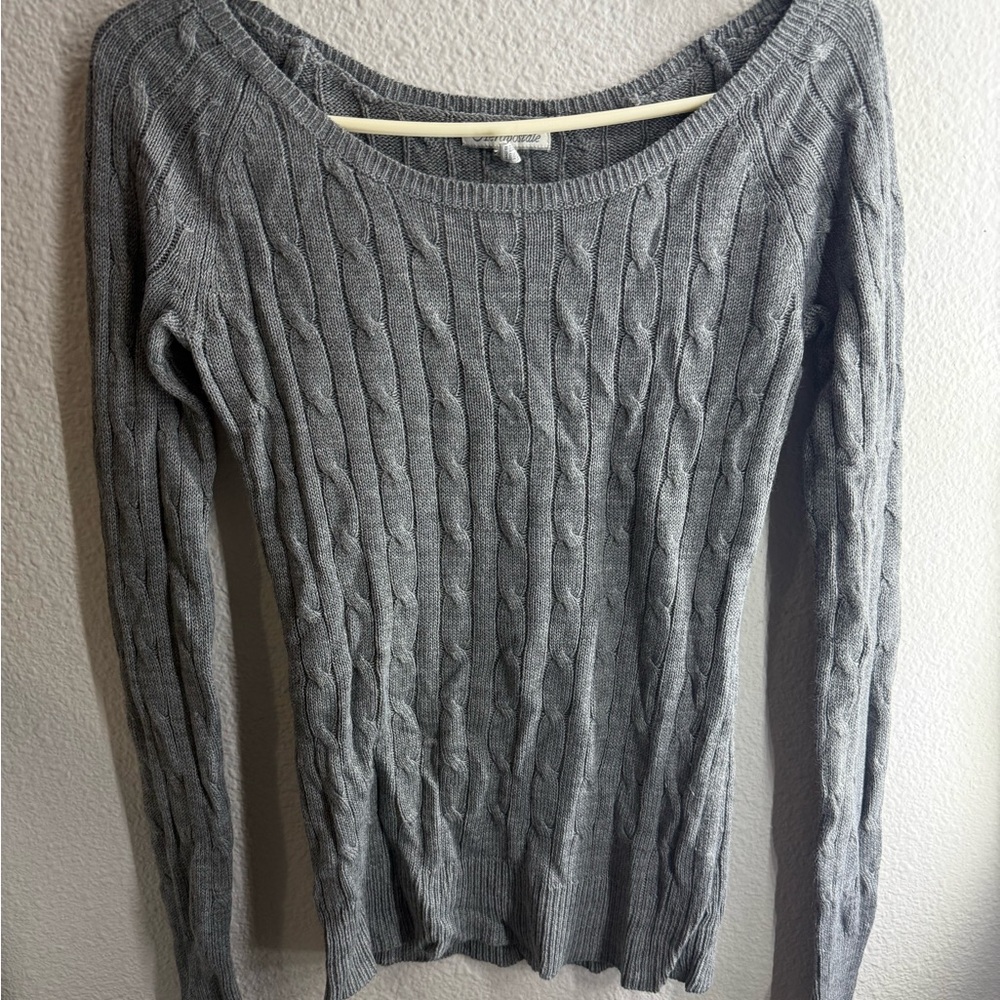 Aeropostale Gray Cable Knit Sweater